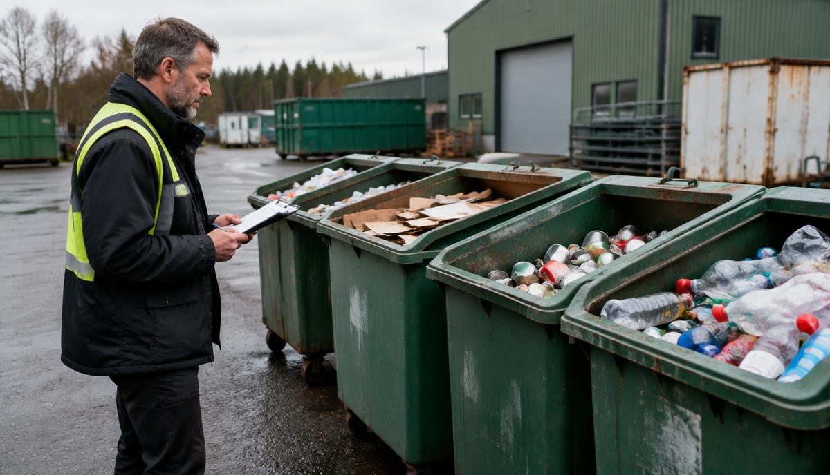 Miljösamordnare inventerar olika avfallsflöden vid en verksamhet